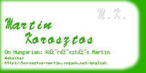 martin korosztos business card